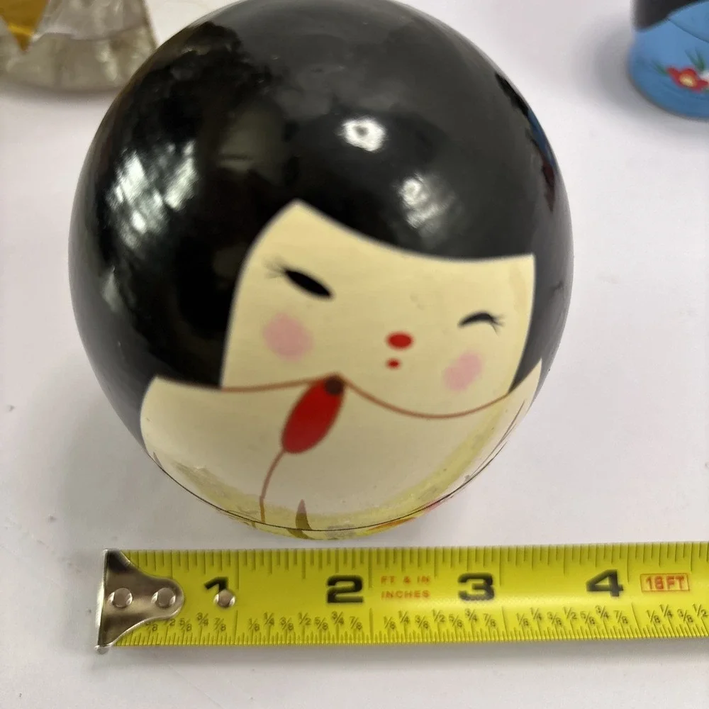 Vtg‎ Kawaii Kokeshi Nesting Dolls 6 Pieces Gift Japan Lotus Flower 4 In